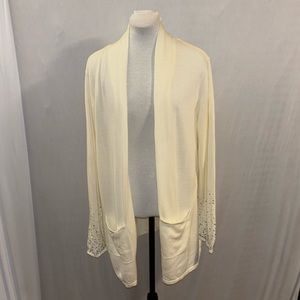 Drapers and Damens Open Front Beaded Sleeve Cardigan XL